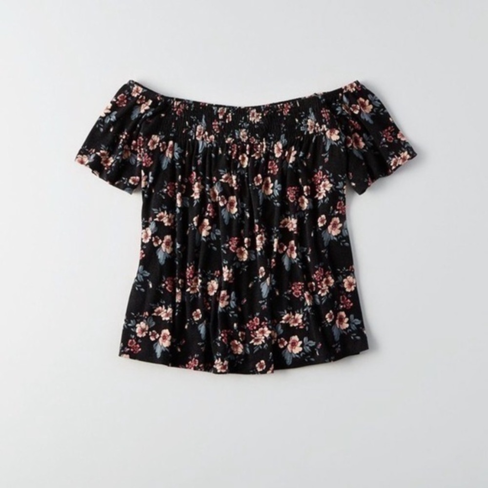 American Eagle Floral Off The Should Top